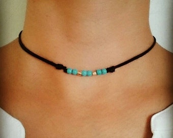 Turquoise Choker, Beaded Choker, Turquoise Necklace, Boho Choker Necklace, Bohemian Choker, Boho Choker, Bohemian Jewelry, Turquoise Jewelry