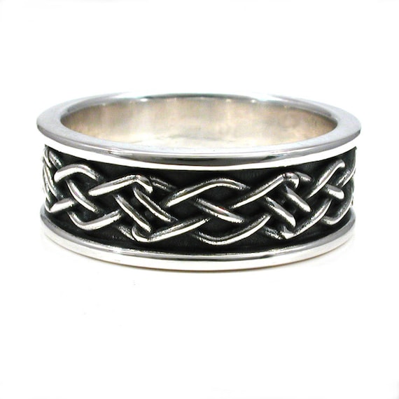 Mens Celtic Knot Ring - Rectangle Knot Sterling Silver Engagement