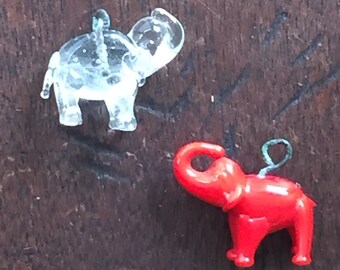 Vintage Pair Glass elephant Crackerjack Charms Prize