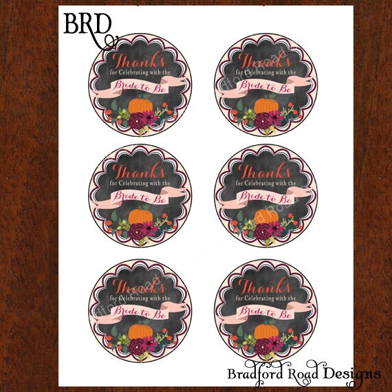 Fall Bridal Shower Favor Tags & Tent Cards Autumn Bride Autumn