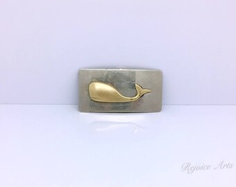 Vintage Seacraft Weymouth Landing Mass Whale German Silver Belt Buckle