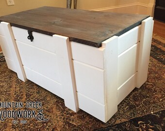 Toy Chest, Toy Box, Storage Trunk, Wooden Trunk, Hope Chest, Wooden Toy Box, White Toy Box, Two-Tone Wooden Chest, The Traveler Chest