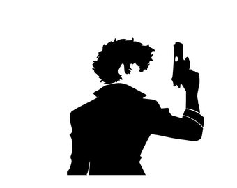 Cowboy Bebop Spike Spiegel half silhouette Vinyl Decal for cars, windows, laptops, or any hard smooth surface.