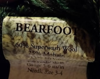 Mountain Colors Hand Dyed Painted Yarn, Bearfoot, Juniper, 60 percent Super Wash Merino 25 percent Mohair 15 percent nylon