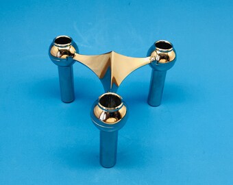Mid Century Nagel Candle Holder PLUS 2 Boxes of Danish Style Taper Candles, Stoffi Candle Holder, Quist Era