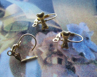 Brass Leverback Earwires With Bow Design 18mm 6 Prs.