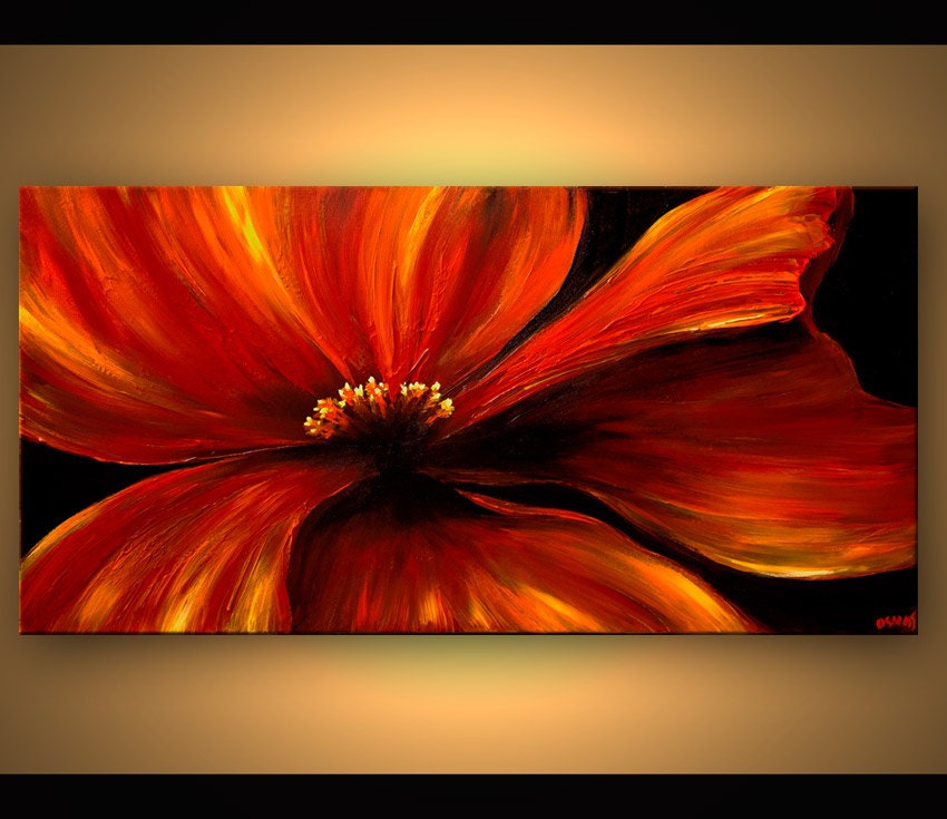 Modern Art Poster on Photographic Paper Red Poppy