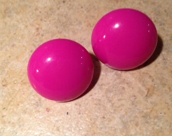 Orchid Dot Button Earrings by Trifari