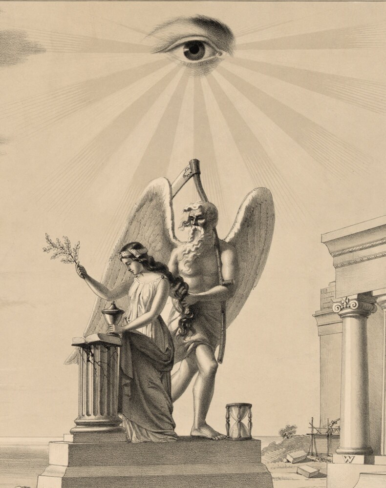 Master Mason Vintage Art Print Masonic Symbols Brotherhood