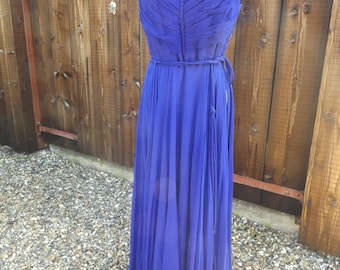true original vintage 50s 60s blue evening dress ladies long size 8 10 handmade