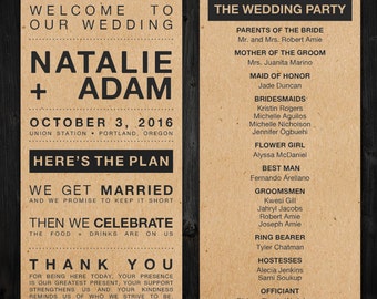 Simple Urban Wedding Program Printable