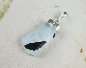 Aquamarine w/ Tourmaline Pendant, Sterling Silver