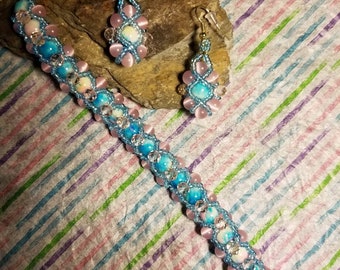 Formal Glass Peral Bracelet & Earrings