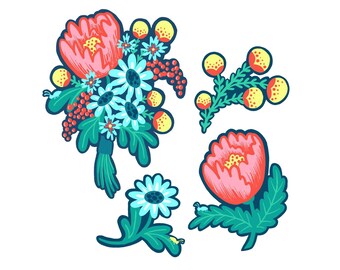 Bouquet Vinyl Sticker Pack of 4