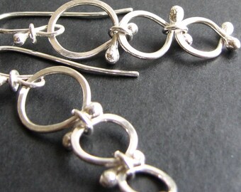 Persie: Sterling Silver Handcrafted Three Link Dangle Earrings