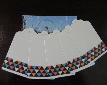 White 30 labels 7 x 4 cm decorated with masking tape