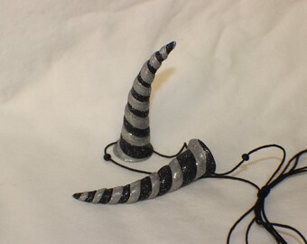 Devil inspired black and silver horns with silver glitter