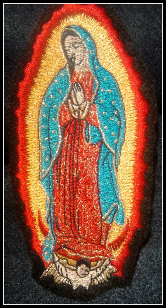 patch request example patch Guadalupe on de Virgen mexican folkart iron