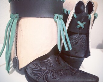 Black and turquoise boots