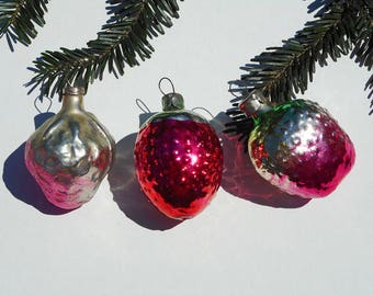 Red berries Christmas ornaments set strawberry fruit ornaments vintage Christmas tree decor winter holiday decorations red glass ornaments