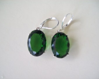 Sterling Silver Earrings - Chrome Diopside Green