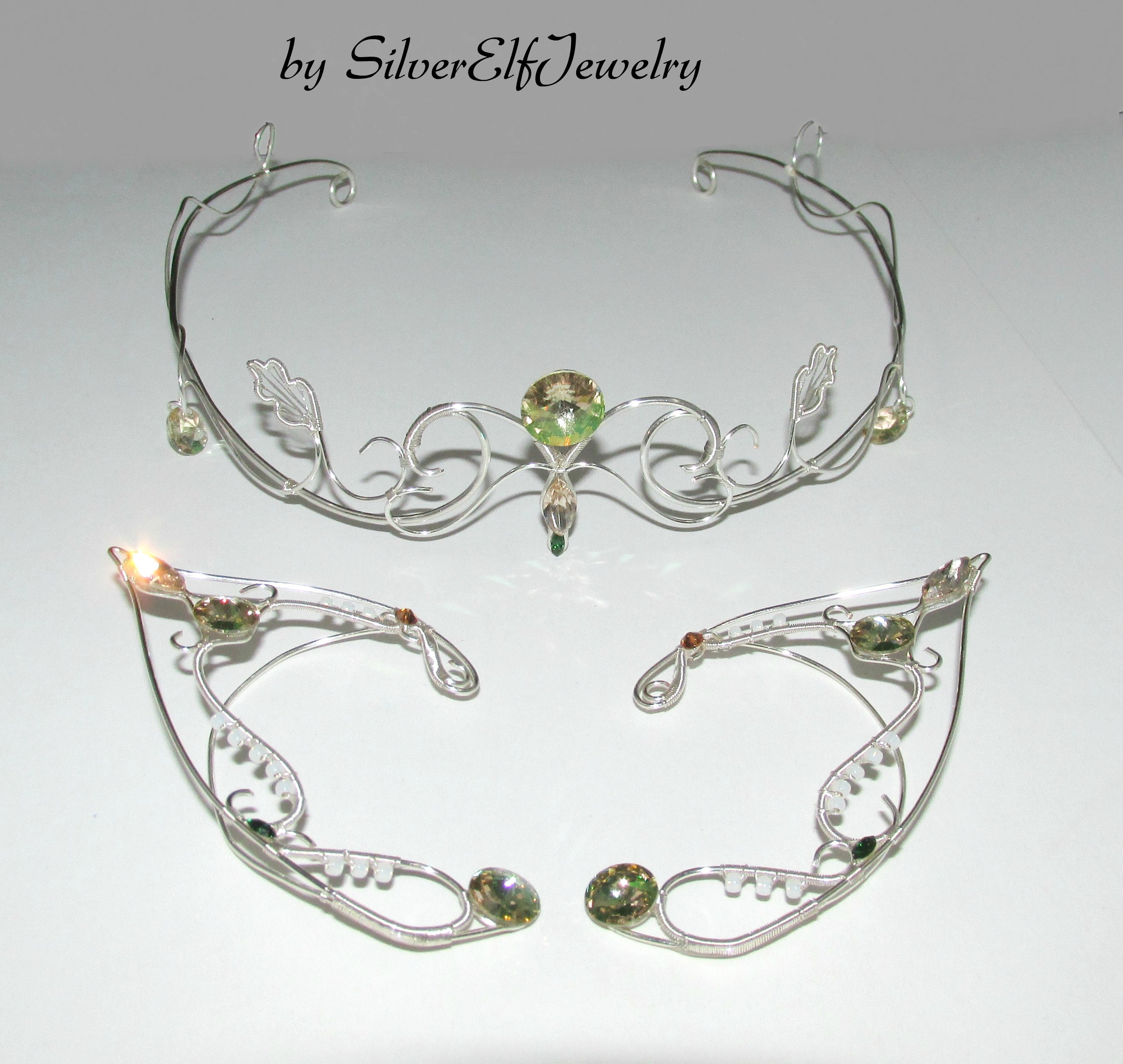 Elven jewelry set elf ears and tiara Elven Wedding elvish