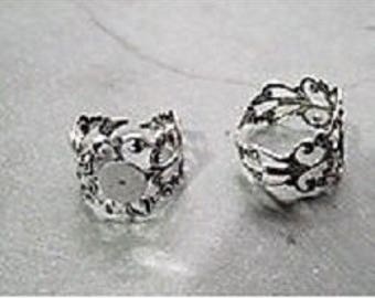 Silver metal filigree ring finding