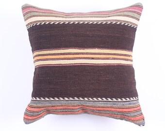 VINTAGE Wool Pillow Case - VINTAGE Turkish decorative kilim pillow cover,16''X16'', Bohemian Home Decor,