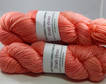 Superwash Merino-Cashmere-Nylon Hand-dyed Aran Weight Yarn "Coral"