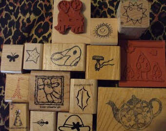 15 Rubber Pictures of things Stamps lot B