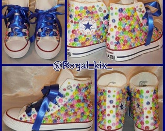 Pearl Converse / Chuck/ Name / Blue / Crystals / Bling / Birthdays / Girls / Candy Coated Converse / Kids shoes