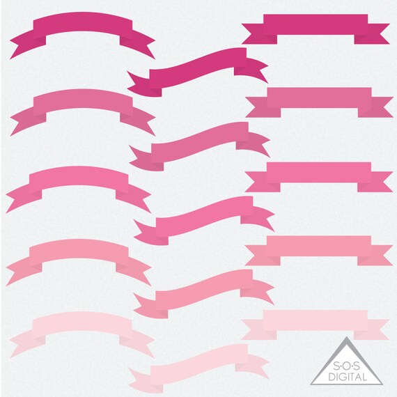 Pink Banners Banner Clipart Set Valentine Banner Set