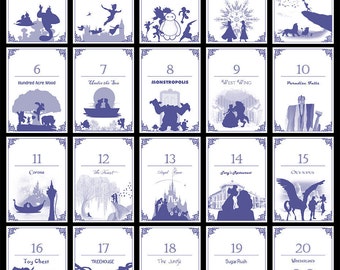 Disney-themed Table Numbers (Set of 20) - Digital/Self-Print
