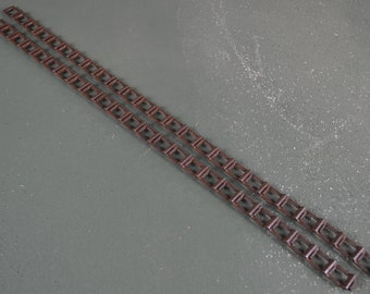 Antique Conveyor Chain, Rusty Small Square Links, Metal Steampunk Supply, #502