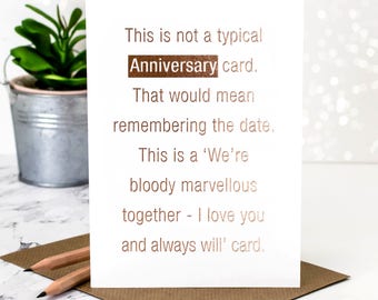 Anniversary Card; Gold Foil Anniversary Card; Rose Gold Foil; I Love You Card; Anniversary Card For Wife; GC375