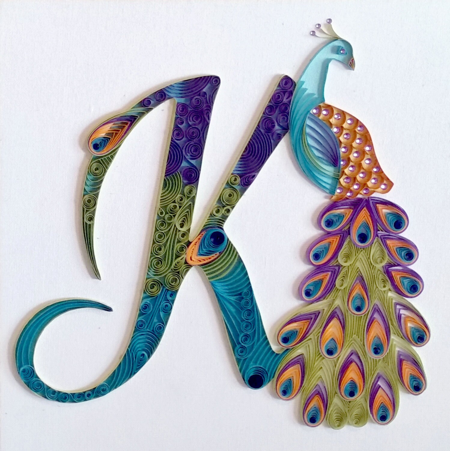 Quilling Initial Peacock Wall Hanging