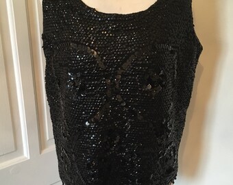 1960s vintage sequined & beaded top size UK 14-16