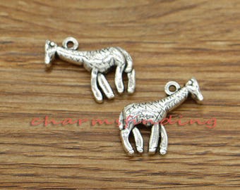 15pcs Giraffe Charms Animal Charms Antique Silver Tone 22x19mm cf3176