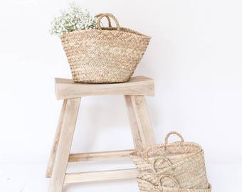 Woven Natural Straw Bag, "The Mae," French Market Tote, Straw Basket, Decorative Basket, Storage, Market Bag, Beach Bag, Kids Storage