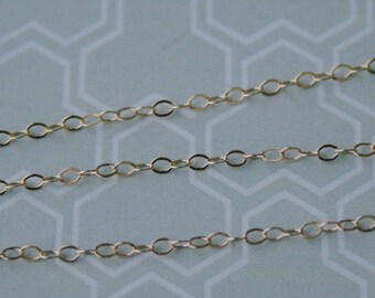 20 ft - 14K Gold Filled Chain, 1.4mm, Flat Cable Dainty Delicate Chain, Petite Chain