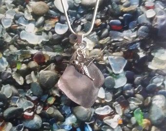 Hummingbird sea glass necklace