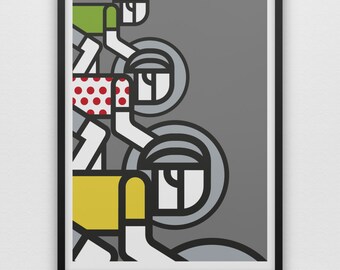 Peloton Art Print Tour De France Cycling Jerseys Bicycle Tour De Yorkshire Bicycle Art Print Yellow Jersey Le Velo Bike The Grand Depart
