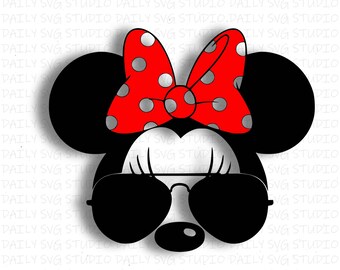 Minnie Mouse Sunglesses Svg, Minnie Mouse SVG, Disney Cutfiles, Disney DXF, clipart, Digital Cut File For Silhouette and Cricut