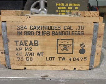 Empty Military Wooden Crate for .30 Carbine Ammo