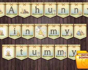 Classic Winnie the Pooh Baby Shower #2 DIY Printable banner - A hunny in my tummy