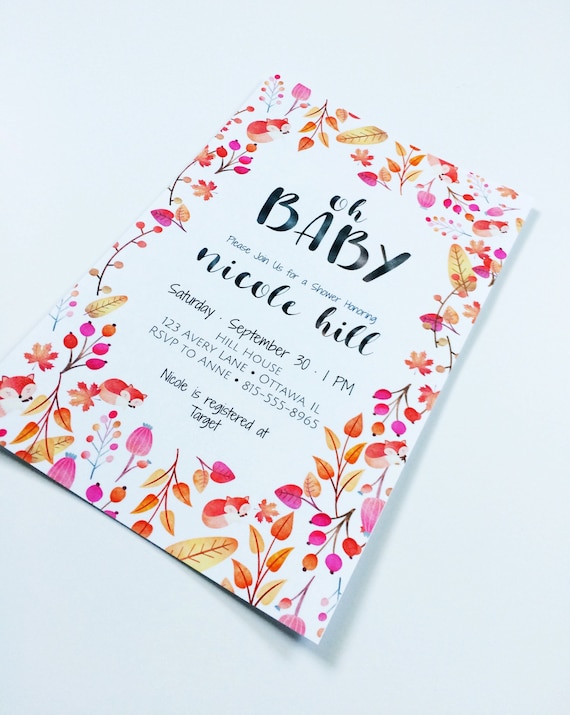 rustic baby girl fall leaves woodland fox baby shower
