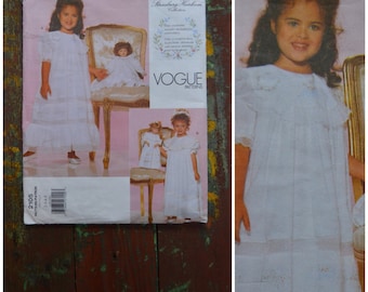 Vintage pattern, 1990's Sewing Pattern, Girls occasion dress, Vogue Pattern 2105 with transfer, Strasburg Heirloom Collection, Age 2-3-4-5,