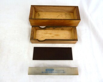 VTG Norton Abrasives HB-6 Hard Arkansas Oilstone in original wood case 6" x 2"