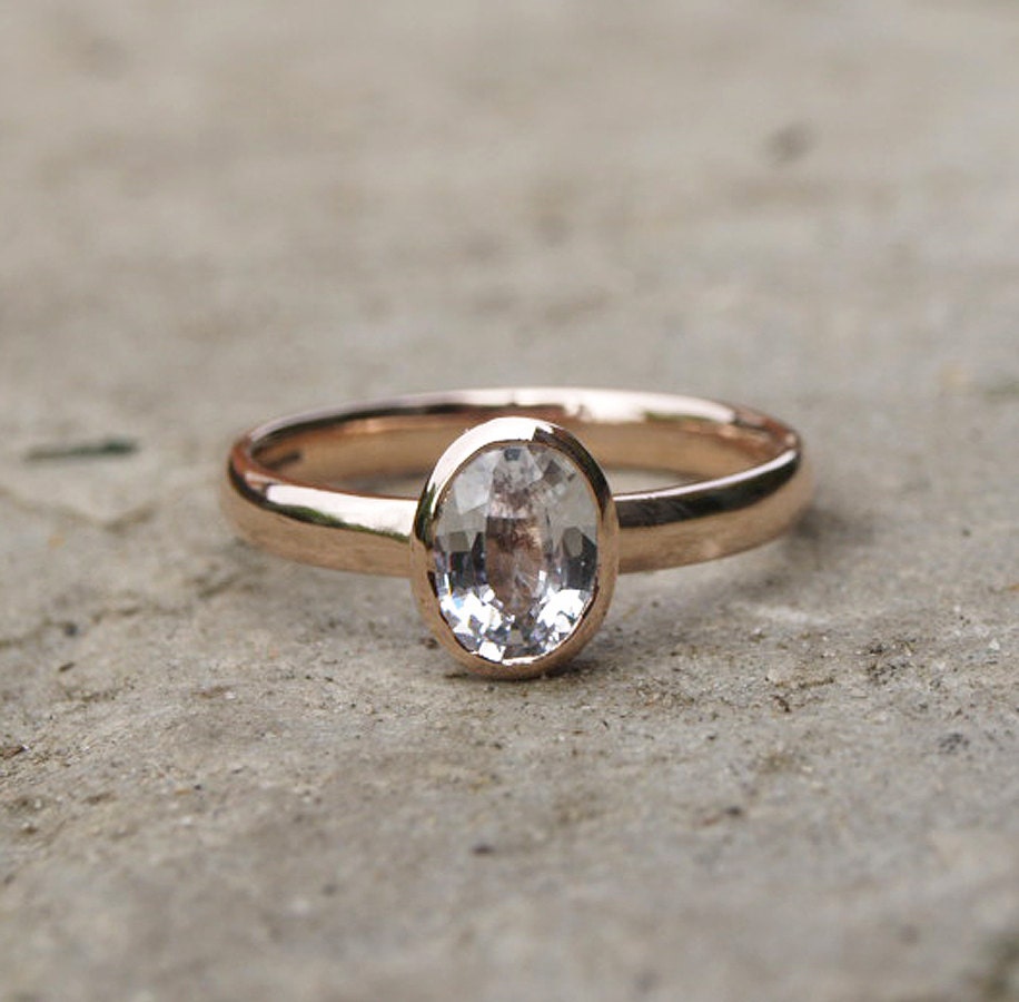 white sapphire rose gold engagement rings