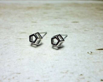 Pentagon Stud Earrings, Dainty Earrings